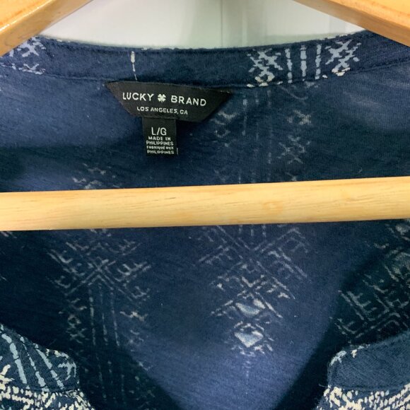 Lucky Brand Cotton Floral Print Boho Peasant Blouse in Women's Size L - Picture 6 of 8